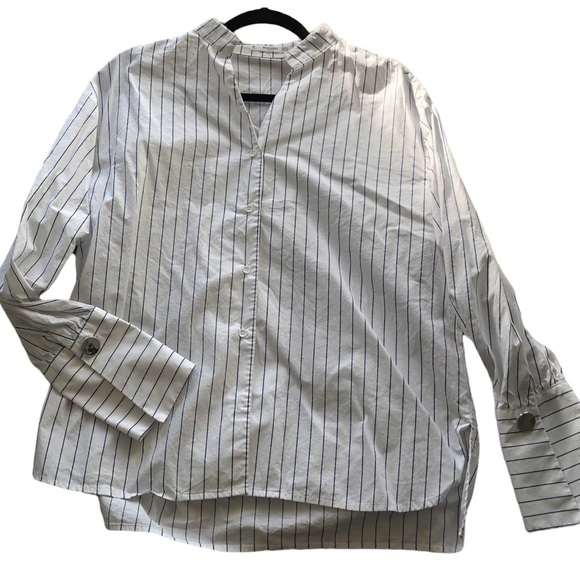 Mango Striped White and blue Collared button-down Shirt - Picture 3 of 9